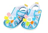 【SEBLES】ベビー 赤ちゃん 女の子 男の子 ユニセックス 靴 サンダル 花 フラワー カラー マジックテープ 涼しい コットン 綿 夏(ライトブルー,13)
