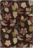 IMAGE OF Couristan 9107/0108 Dynasty Lotus Leaf/Mocha 2-Feet 6-Inch by 4-Feet 6-Inch Rug