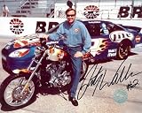 Autographed Rusty Wallace Photo - Sitting on Motorcycle 8x10