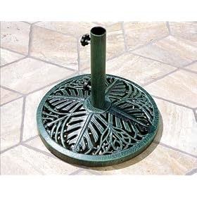 50 lb. Cast Iron Green Palm Umbrella Base w 2.5 Neck from Umbrella Bases
