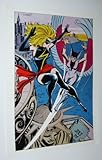Sexy Ms Marvel vs Death-Bird 1970's Rare Vintage Original Marvel Comics Girl Superhero 1978 Pin-Up Poster: Art by Dave Cockrum/Shows The Statue of Liberty
