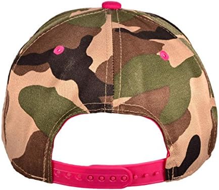 Wholesale Cotton Flat Bill Blank/Plain Snapback Hats w/ Green Underbill (Woodland Camo/Fuchsia) - 20530