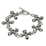 Sterling Silver and 14K Yellow Gold Amethyst and Sapphire Cross Bracelet