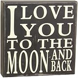 Young's Love You to The Moon Wood Block Sign, 8-Inch