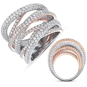 14k 6.47 Dwt Diamond Pink and White Gold Pave Band Ring - JewelryWeb