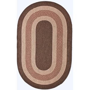 Indoor Outdoor Braided Area Rug 8x10 Oval Brown Red