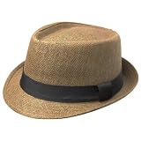 Unisex Structured 100% Paper Straw Ribbon Band Fedora Hat