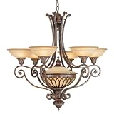 Murray Feiss F1919/6+1BRB Stirling Castle Six+plus One-Light Chandelier, British Bronze with Excavation Glass