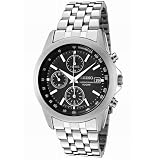 SEIKO MENS STEEL BLACK DIAL DATE WATCH SNDC09 WATER RESISTANT CHRONOGRAPH DATE
