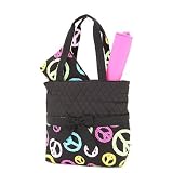 Belvah Quilted Peace Sign Diaper Tote Bag 3pc Set - Choice of Colors