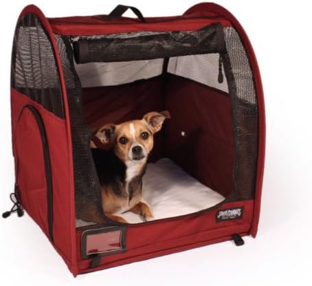 Car-Go Single Pop-up Pet Shelter + Pet Comfort Pad,Portable Pet Containment Shelter Size 19D x 21W x 18H inches (BORDEAUX/BURGUNDY)