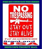 NO TRESPASSING SIGN ALUMINUM 9x12