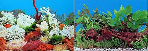 9029 20" x 48" Double Sided Fish Tank Aquarium Background White Coral / Green Trees