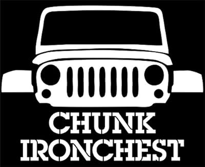 Chunk Ironchest (Jeep) - 5"x 3 3/4" - Vinyl Die Cut Decal / Bumper Sticker For Windows, Trucks, Cars, Laptops, Macbooks, Etc.