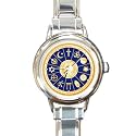 Round Italian Charm Watch of International Peace Symbol - World Religions (Christianity, Hinduism, Taoism, Bahai'i, Buddhism, Jainism, Shinto, Confucianism, Native Spirituality, Judaism, Sikhism, and Islam Logos)
