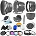 Essential Lens and Filter Kit for CANON Rebel (T3i T3 T2 T2i T1i XT XTi XSi XS), CANON EOS (1000D 1100D 600D 550D 500D 450D 400D 350D 300D 7D 60D) - Includes: 58mm Professional .40x Super Wide Fisheye Lens + 0.43x Wide Angle and 2.0x Telephoto High Definition Lenses + Macro Close up Set (+1+2+4+10) + Hard Tulip Flower Lens Hood + Collapsable Soft Rubber Lens Hood + Center Pinch Lens Cap + Filter Kit (UV, Polarizing, Fluorescent) + 2 Graduated Color Filters (Warming, Blue) + Flash Diffuser Set + Lens Cleaning Pen + Deluxe Cleaning Kit + 3 Premium Goja Microfiber Cleaning Cloths