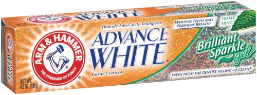 ArmAnd Hammer Advance White Brilliant Sparkle Gel and Tartar Control 4.3-Ounce Tubes Pack of 6
