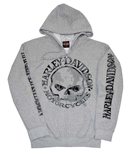 Harley-Davidson Men's Zippered Sweatshirt Jacket H-D Skull Hoodie 30296653 (2XL)