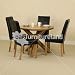 Solid Oak Round Dining Table with Crossed Legs + 4 Black Stitch Back Chairs