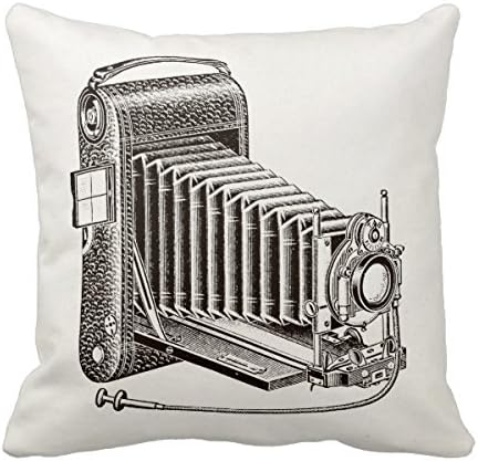 Custom Square Cotton Vintage Camera - Antique Cameras Photography Retro Pillow Cover Cushion Cover with Invisible zipper designs