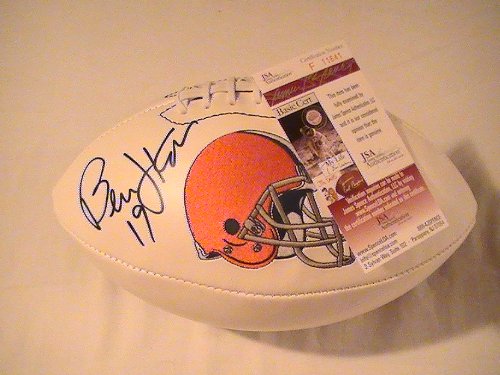 BERNIE KOSAR SIGNED AUTO AUTOGRAPHED LOGO CLEVELAND BROWNS FOOTBALL W/ COA AND HOLOGRAM JSA
