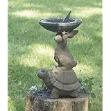 Hare and Turtle Sundial Birdbath