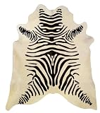 Zebra Black on Beige Brazilian Cowhide Rug, Large 5ft. X 7ft.