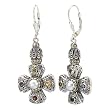 925 Silver, Freshwater Pearl & Multi-Stone Cross Earrings with 18k Gold Accents