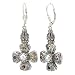 925 Silver, Freshwater Pearl & Multi-Stone Cross Earrings with 18k Gold Accents