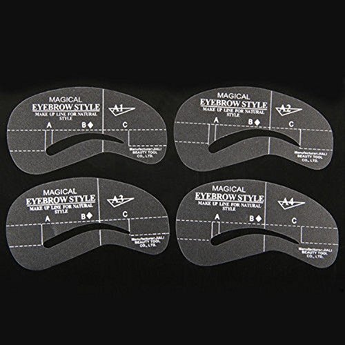Mintbon 24Styles Eyebrow Grooming Stencil Kit Template Shaping Shaper DIY Tools