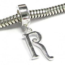Sterling Silver Letter Initial R Dangle Bead For European Charm Bracelets