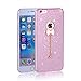 Iphone 6 case, I-Fashion Shiny Bling Glitter Rubber Case with Crystal bow pendant charm for iphone 6 iphone 6s pink
