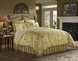 4pcs Queen Size Yellow Lilac Comforter Bedding Bed in a Bag Set