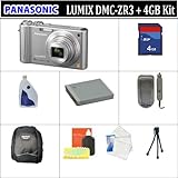 Panasonic LUMIX DMC-ZR3 Digital Camera (Silver)(Includes manufacturer's supplied accessories) + HUGE ACCESSORIES PACKAGE INCLUDING + 4GB SDHC MEMORY CARD + CARD READER + EXTENDED LIFE BATTERY + CHARGER + CARRYING CASE & MUCH MORE !!