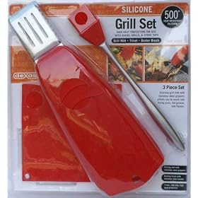 Dexas Silicone Grill Mitt Trivet and Baster Brush Set by 