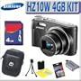 Samsung HZ10W 10.2MP 10X 2.7in. LCD 24mm Wide Angle Digital Camera Black with 4GB Accessory Bundle