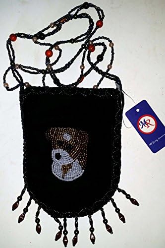 Beaded Blue Cell Phone Purse, Padded Bag with a Dog on Front