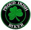 Proud Irish Biker Embroidered Patch Lucky Clover Shamrock Iron-On Ireland Emblem