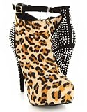 Leopard Print Fleece Gemstone Studded Ankle Bootie Heels 51%2BlLiaBq%2BL. SL160 Leopard Print Fleece Gemstone Studded Ankle Bootie Heels