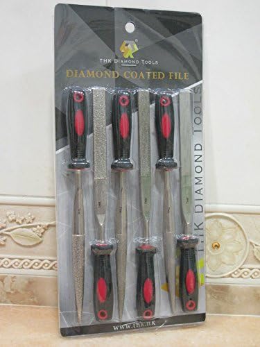 6 pcs 180mm ( 7" inch ) Diamond coated FLAT &amp; HALF ROUND glass files 3 GRIT SET