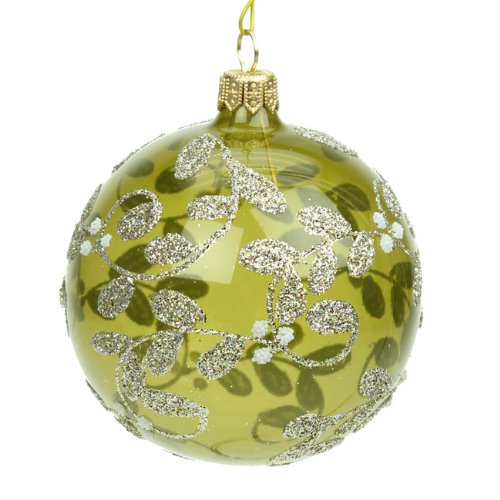 Olive Green Glass Christmas Tree Bauble