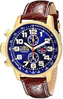 Invicta 3329 I-Force Men's Quartz Watch with Blue Dial Chronograph Display on Brown Leather Strap