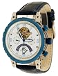 Adee Kaye #AK6232-MIPBU Men's Semi Skeleton Tourbillon Multi Function Automatic Watch with Retrograde Date
