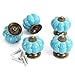 Icibgoods Kitchen Pumpkins Handles Pull Drawer Knobs Zinc Ceramic Door Cabinets Cupboard Hardware Set of 5 (Blue)
