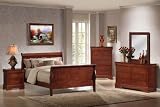 Louis Philippe Cherry Finish Wood Queen Size Sleigh Bed