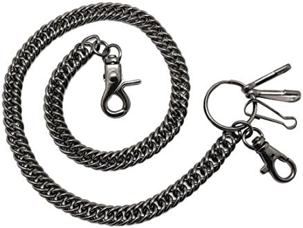 Vlisout Round metal Half persian wallet chain Hiphop Biker Punk Jean Key chain Keyring (Gun-Metal)