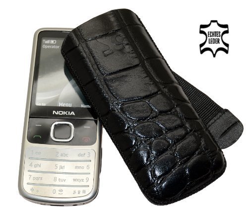 Suncase Ledertasche (Lasche mit R&uuml;ckzugfunktion) f&uuml;r Nokia 6700 Classic croco-schwarz Preisvergleich