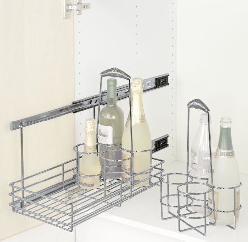 WENKO 5940100 Schrankauszug Bottle - ausziehbare Flaschenablage, Montage im K&uuml;chenschrank, Chrom, 22 x 36 x 42.5 cm