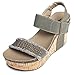 Corky's Women's Frayed Wedge Sandal, Khaki