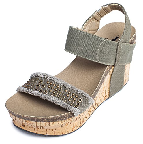 Corky's Women's Frayed Wedge Sandal, Khaki
